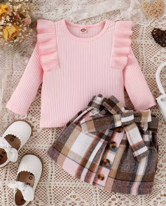 Pink plaid set